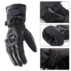 Baceyong Motorcycle Gloves, Warm Waterproof Motorcycle Gloves for Men with Hard Joint Protection Touch Screen Gloves for Riding ATV Scooter Snowmobile