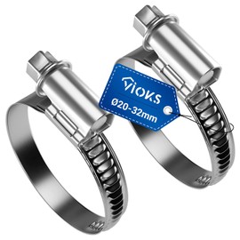 VIOKS Hose Clamps Petrol Hose Clamps Pool Hose Set 2 x 20-32 mm Diameter Pipe Clamps Small Stainless Steel Hose Clamps Washing Machine Hose Hose Clamp Set Pool Clamps