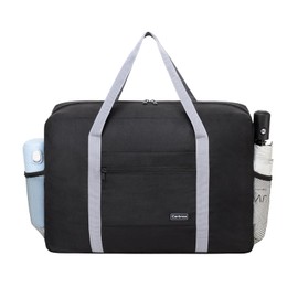 Carbrea Personal Item Bag for Airlines - Foldable Travel Bag 18x14x8 Small Duffle Bag for Spirit Frontier Weekender Overnight - Black