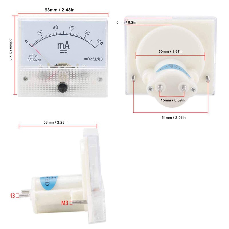 Ammeter Analogue Ammeter 85C1 DC 0~100MA Pointer DC Ammeter Power