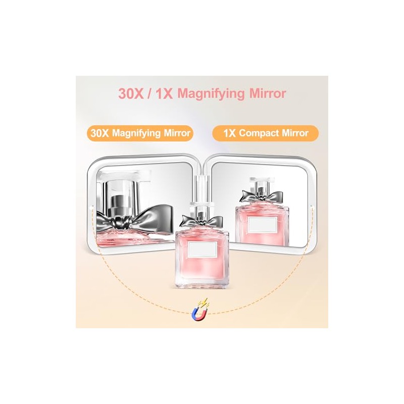 MIYADIVA Compact Mirror, 30X Magnifying Mirror, Pocket Mirror for Purse,