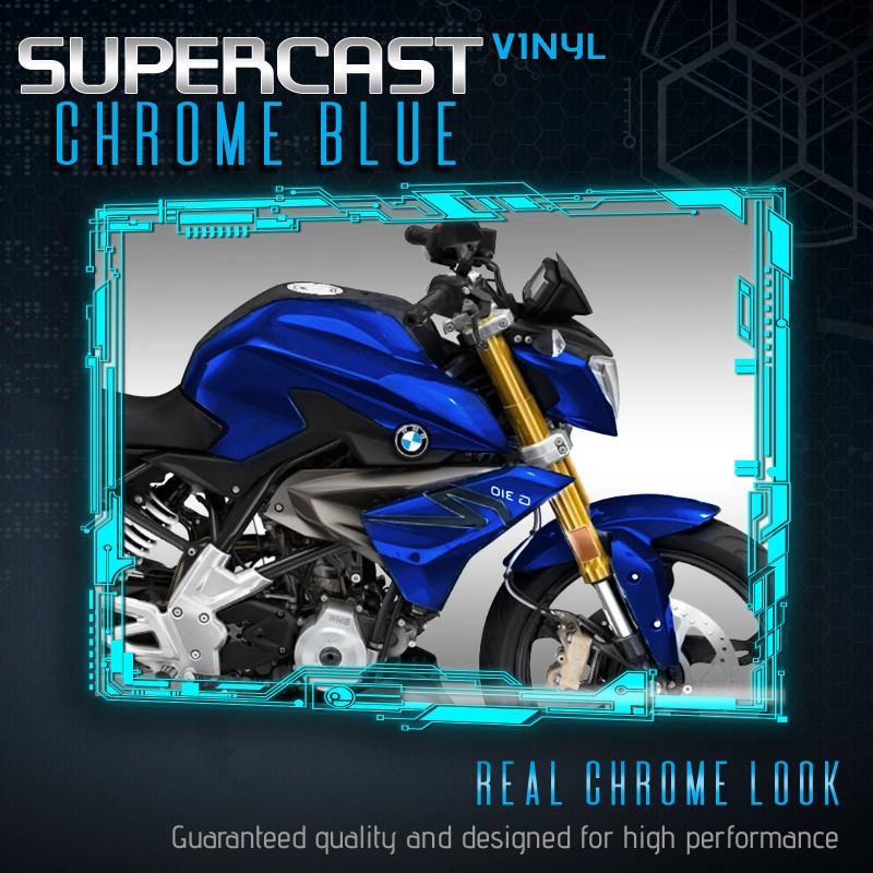 Solutions Blue Supercast Flex Stretch Mirror Chrome Vinyl Wrap Air