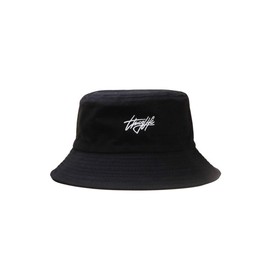 Lanly Fishing Hat Double-Sided Wear Bucket Hat Embroidery Sun Hat Unisex Men Women 100% Cotton Foldable Bush Hat Outdoor, black