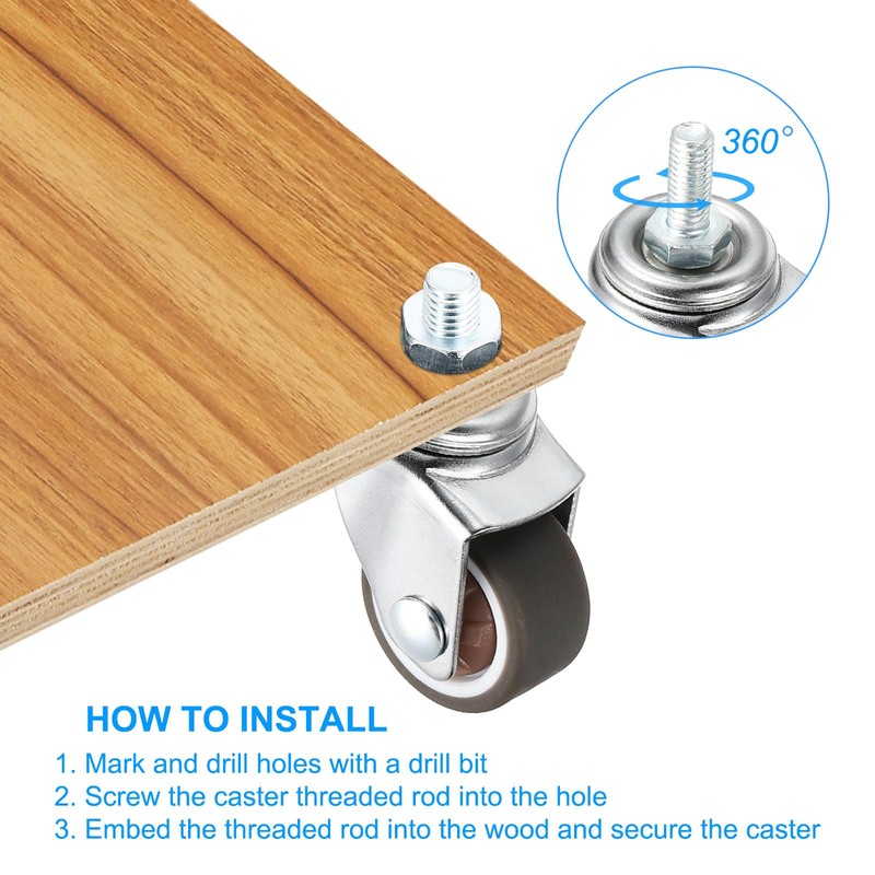 PATIKIL 1 Inch Stem Casters, 4 Pack Wire Shelf Caster