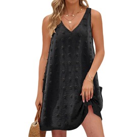 Buauty Womens Casual Sun Dresses Summer Swimsuit Swiss Polka Dot Beach Cover Up Sleeveless V Neck Tank Dress 2025 Vacation