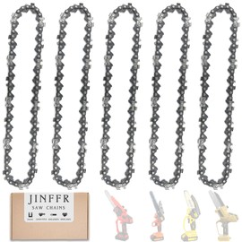 JINFFR 5 Pieces 6 Inch Chainsaw Chain, Replacement Chains for 6 Inch Cordless Electric Portable Mini Chainsaw, Chains Fit for 6" Mini Chainsaws -37 Drive Links