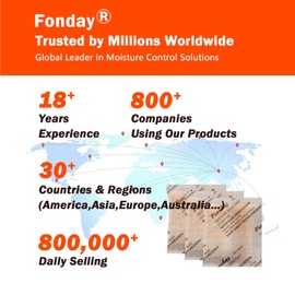 16Packs x 100Gram Fonday Rechargeable Silica Gel Desiccant Packets Food Grade Fast Reactivate Desiccant Bags Moisture Indicating Orange to Green