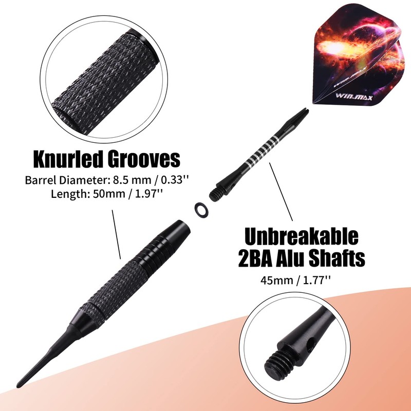 WIN.MAX Darts with plastic tip for electronic dartboard, 12 pieces,