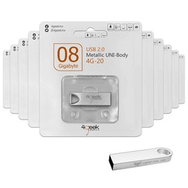 PSA COMPUTO Y PAPELERIA Kit de 10 Piezas de Memorias 8GB 4GEEK USB 2.0 Color: Plata Ideal para Transferencia de Fotos, música y Documentos (con Blister) + Memoria USB Lucky Owl Metalica 2.0.