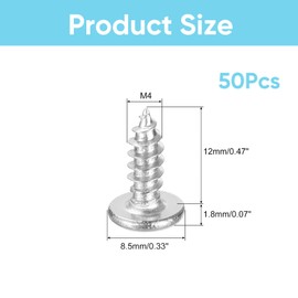 M6 x 16mm Screws (50 Pack), Stainless Steel Hex Socket Cap Screws, Self Tapping Full Thread Bolts for Wood Furniture, Flat Round Head Fasteners