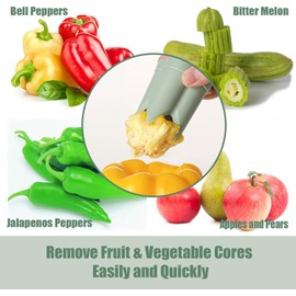 Pepper Corer Seed Remover, Pepper Seed Corer Remover Tool, Bell Pepper Core Cutter Deseeder, 2 in 1 Fruit & Vegetable Core Tools for Kitchen Family Camping BBQ