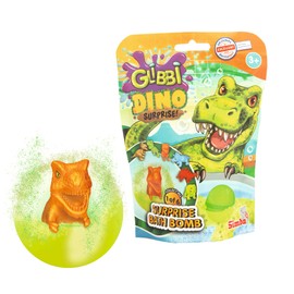 Glibbi Dino Surprise, Badebombe in 1 von 3 Farben (blau, grün, orange) mit Überraschung, 1 von 6 Figuren, 100g, Badespaß ab 3 Jahren