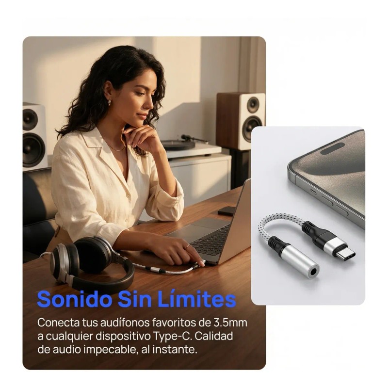 2 Adaptadores Audio Usb-c A 3.5mm Celular/pc Aurpai