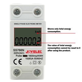 JOYELEC SS766N Electric Energy Meter, Electric Consumption Meter, Current Meter with DIN Rail LCD Screen, 230 V AC 10 (60) A 50/60 Hz Shows Only KWh, No Backlight
