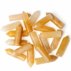 YATOJUZI YATOJUZI 20PCS Yellow Aventurine Natural Healing Crystals Stones Sets Polished Tumbled Pocket Gemstones Bulk Wholesale Hexagonal Points Reiki Energy Balancing Chakra Meditation Therapy Desk Decor Gift