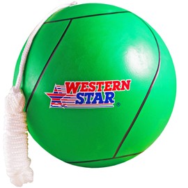 Western Star Soft Touch Classic Rubber Tetherball Ball and Rope Set - Multi Colored Tetherball with 2 Ropes for Outdoor Games - Durable and Easy Grip Design - Ideal for Backyard Fun