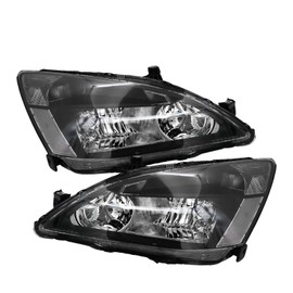 Compatible/Replacement For 03-06 Honda Accord Replacement Black Pair Headlights Headlamps Clear Turn Signal Reflector