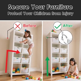 Vigorwise 10Pcs Furniture Wall Anchors Metal Anti Tip Furniture Anchors for Baby Proofing Earthquake Straps for Bookshelf Dresser Cabinet