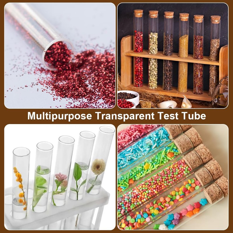 OFFCUP Plastic Test Tubes, 20pcs Test Tubes with Cork Stoppers,