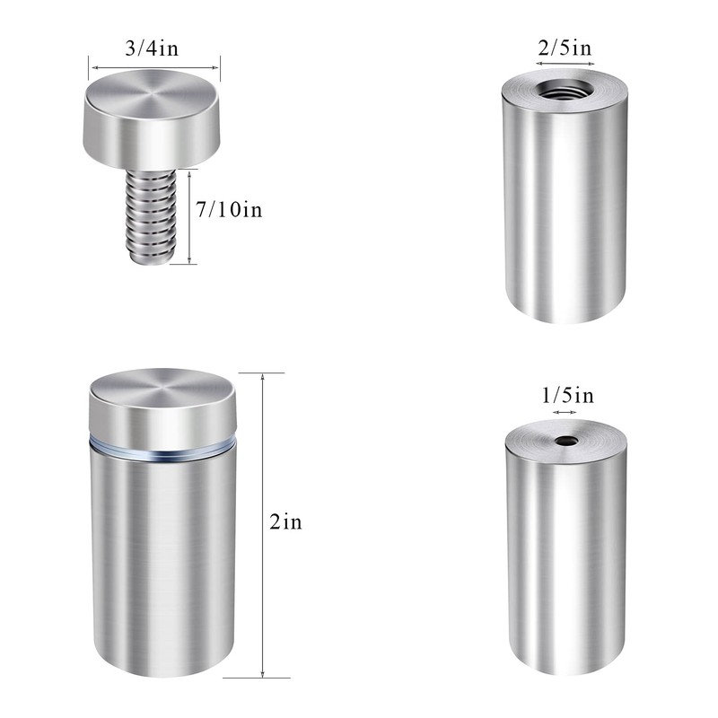 Osring 3/4 x 2 Inch Sign Standoff Screw Hardware, Stainless