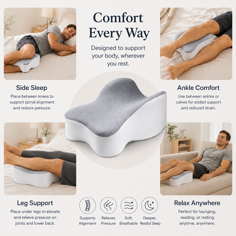Knee Pillow for Side Sleepers – Slow Rebound Comfort Support