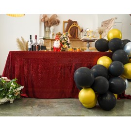 WISPET Sequin Tablecloth 90"x132" Burgundy Party Glitter Tablecloth Rectangular Sequin Table Cover Overlay Glitter Wedding Birthday Reception Decoration Baby Bridal Shower Christmas Decorations