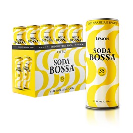 Soda Bossa Sparkling Lemon Flavor, Low-Calorie, Gluten Free & Guilt-Free Drink - Natural Craft Soda - 8-12 FL OZ Cans/Box (Pack of 1 Box)