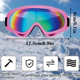MaoMaoCha Ski Goggles Snowboard Goggles for Men Women Kids Cycling Motorcycle Snowmobile UV Protection Goggles Winter Snow Sports Glasses for Youth Adult Teens Boys & Girls (Pink)