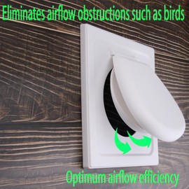 4 inch dryer vent cover outside For exterior Wall Vent Hood Outlet Airflow Vent，With Dual Door Outdoor Vent Cover,Includes 5 screws for easy installation(white)