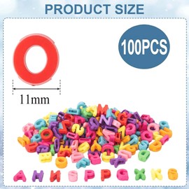 Canollo Letter Beads, Pack of 100, Letter Beads for Bracelets, Beads Letters, 11 mm Letter Beads for Bracelets, Colourful Letter Beads Set, Beads Letters for Crafts DIY