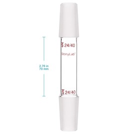 stonylab Glass 24/40 Straight Laboratory Adapter, Borosilicate Glass 70 mm Between Two 24/40 Ground Inner Standard Taper Joints for Laboratory Lab Supply