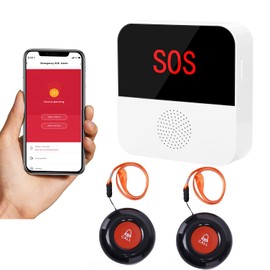 WiFi Smart Wireless Caregiver Pager Call Button System Emergency Alert System Life Alert Button for Seniors Patient Disabled Elderly 2 SOS Panic Button 1 Receiver(only Supports 2.4GHz Wi-Fi)