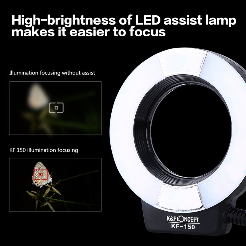 K&F Concept Speedlite Camera Flash TTL Compatible Macro Ring Flash