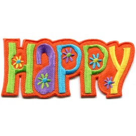 Happy Retro 70s Hippie Flower Power Love Peace Embroidered Applique Iron-on Patch New S-1346