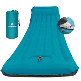digaselo Sleeping Pad for Camping, Ultralight Inflatable Sleeping Mat with Built-in Foot Pump, Upgraded 50D Nylon Durable Camping Air Mattress, Suitable for Camping, Fishing, self Driving Tours