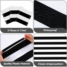 Peryiter 3 Pcs Black and White Table Runner Plastic Striped Table Runner Elegant Classic Disposable Table Decoration for Wedding Birthday Party Supplies Indoor Outdoor Dinner Banquet, 14 x 108''