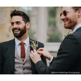 DB Dickie Bow Men's Luxury Wool Neck Tie, Pocket Square and Cotton Sock Matching Set (Rust Burnt Orange) - suitable for formalwear, office, weddings, parties, grooms & groomsmen outfits
