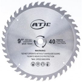 ATIE 9" x 40T 9 Inch 40 Tooth Carbide Tipped General Purpose Wood Cutting Circular Saw Blade with 5/8" Arbor (1 Pack)