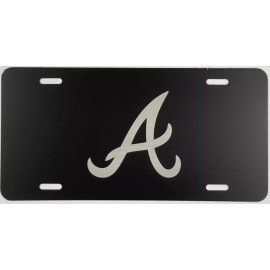 BLVD NEW Atlanta Braves A logo #2 Laser Engraved License Plate Car Tag Flat Black