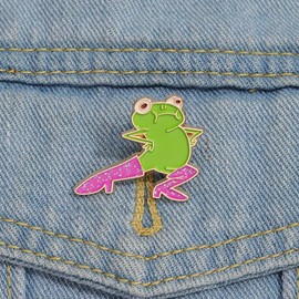 Pink Glitter Boots Cute Frog Enamel Pins for Women Dainty High Heeled Shoes Cartoon Frog Novel Funny Hard Enamel Pins Creative Funny Animals Brooches (Frog)