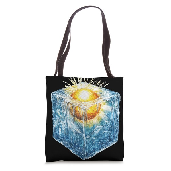 Sun Encapsulated in Ice Cube Nature Art for Awareness Tote