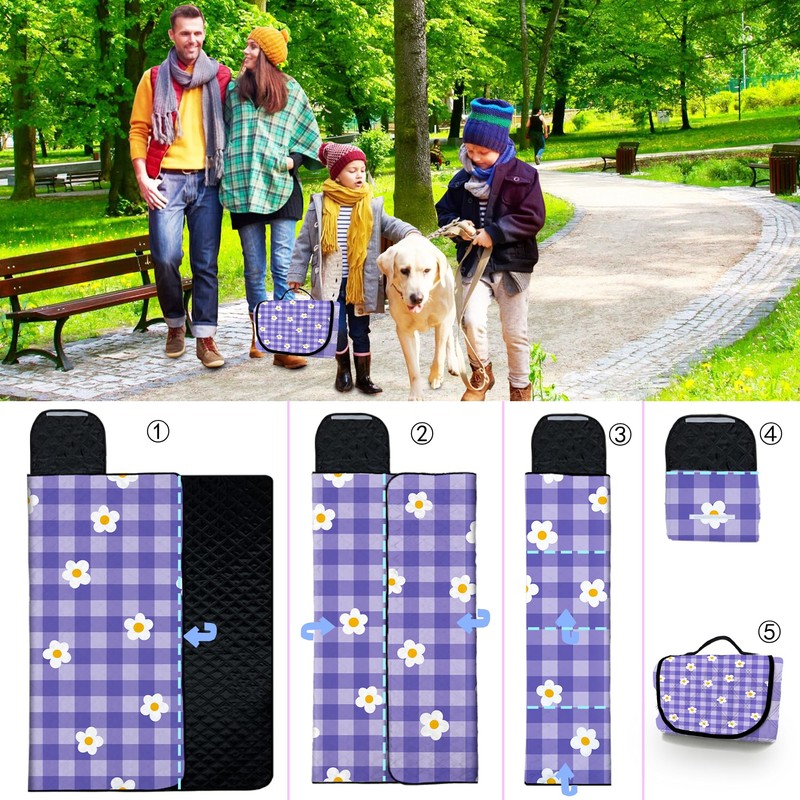 Extra Large Picnic Blanket Waterproof,80"x 80"Foldable Machine Washable Beach Blanket,Outdoor