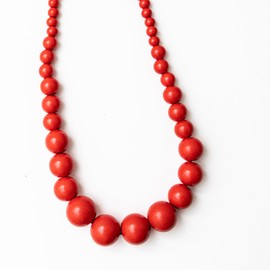 Heritage Hues Chunky Wooden Bead Unisex Necklace 80cm – Statement design - Red