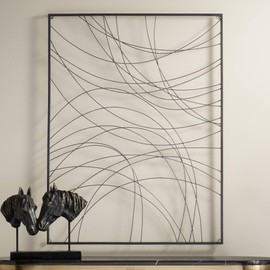 Vassa 39 1/2" High Black Wire Rectangular Metal Wall Art - Dahlia Studios