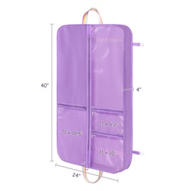 KEEGH Garment Bags for Dance Costumes, 40 Inch, Purple, with 3 Zipper Pockets, Transparent Window, PVC & Nonwoven Fabric, Zipper Closure