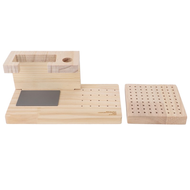 Wooden Nail Drill Stand Organizer with 81 Holes Drill Bits