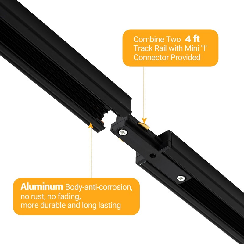 VANoopee 16FT H Track Lighting System - Black Rail Kit