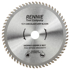 Rennie Tools - 160mm x 20mm Bore x 60T TCT Circular Wood Saw Blade. Fits Bosch Festool TS55 Makita Ryobi Dewalt Circular Saws etc, 160mm Circular Saw Blade Also Fits 165mm Circular Saws