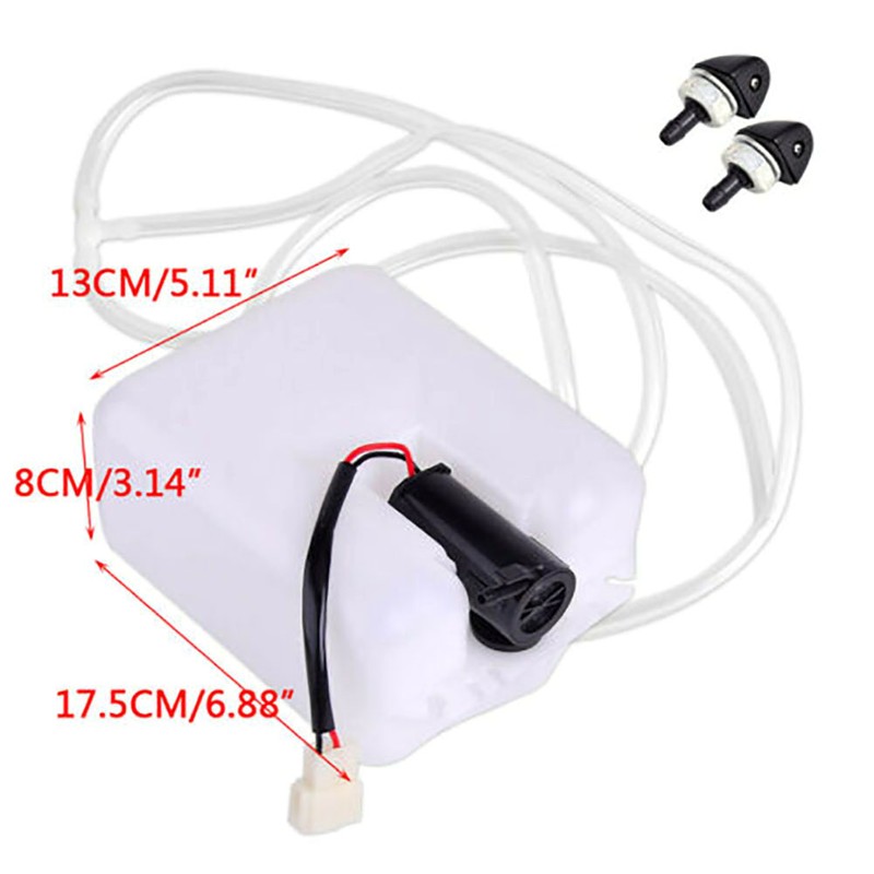 2Pin Car Windshield Washer Reservoir Bottle Tank with 12V Pump