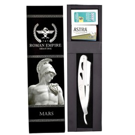 Razor Blades Club Roman Empire Shaving Mars Razor Professional Razor for Beard, Moustache and Contour with 20 Blades (Astra-Derby Shark Voskhod) (Steel, 1 Unit (1 Pack)